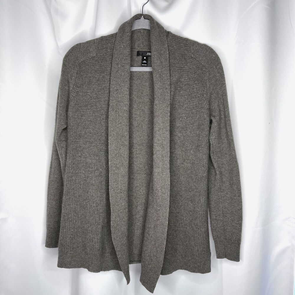 Aqua 100% Cashmere Women's Open Drape Sweater Cardigan Size Medium Brown